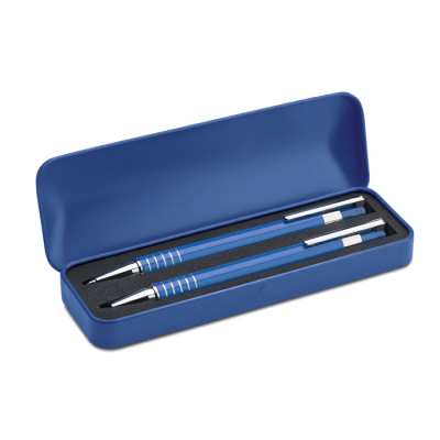 BALL PEN SET in Metal Box in Blue
