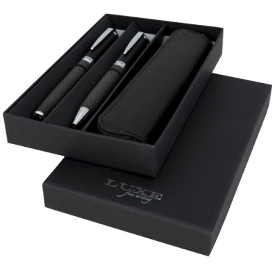 CARBON DUO PEN GIFT SET with Pouch in Solid Black