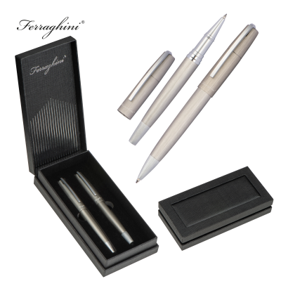 FERRAGHINI WRITING SET MATT in Silvergrey 