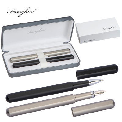 FERRAGHINI WRITING SET with Rollerball Pen & Fountain Pen in Multicolored