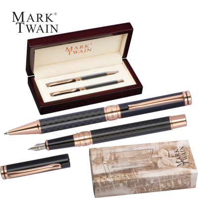 MARK TWAIN WRITING SET, in Wood Case in Black