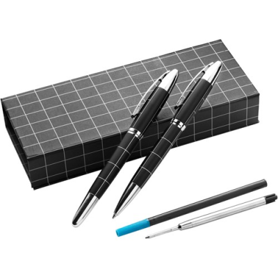 METAL BALL PEN AND ROLLERBALL PEN in Black & Silver