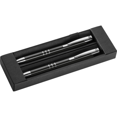 METAL PEN & PENCIL SET in Black