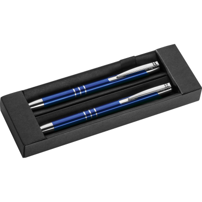 METAL PEN & PENCIL SET in Blue