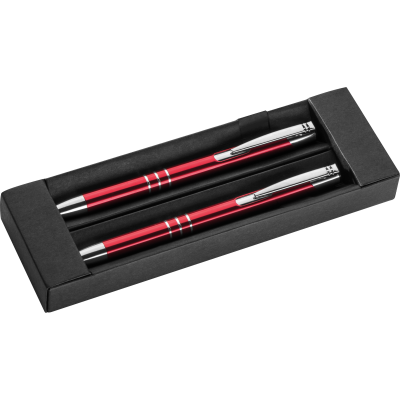 METAL PEN & PENCIL SET in Red