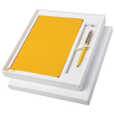 PARKER CLASSIC NOTE BOOK AND PARKER PEN GIFT BOX in White