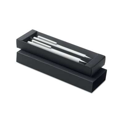 RECYCLED ALUMINIUM METAL PEN SET in White