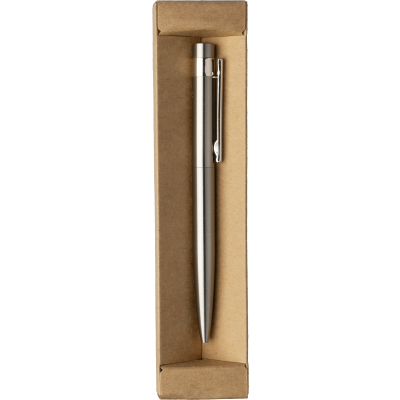 RECYCLED STAINLESS STEEL METAL BALL PEN in Silver
