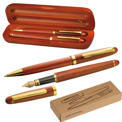 ROSEWOOD WOOD PEN SET in Brown