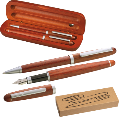 ROSEWOOD WOOD PEN SET in Brown