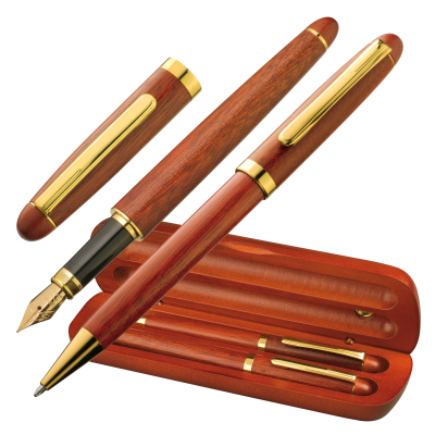 ROSEWOOD WOOD WRITING SET OXFORD in Brown 
