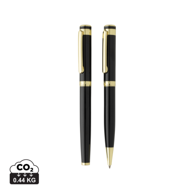 SWISS PEAK LUCA RCS RECYCLED BRASS DELUXE PEN SET in Black