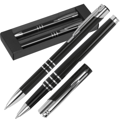 WRITING SET with Ball Pen & Rollerball Pen in Black