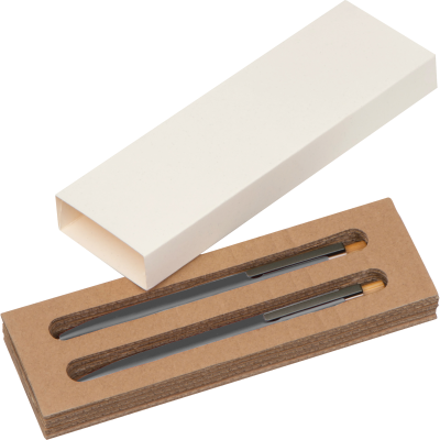 WRITING SET with Pen & Mechanical Pencil Made From Recycled Aluminium Metal in Anthracite Grey 