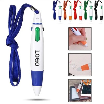 4 SWITCH COLOURS RETRACTABLE BALL PEN with Lanyard