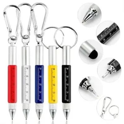 6-IN-1 KEYRING CHAIN MULTIFUNCTION METAL BALL PEN
