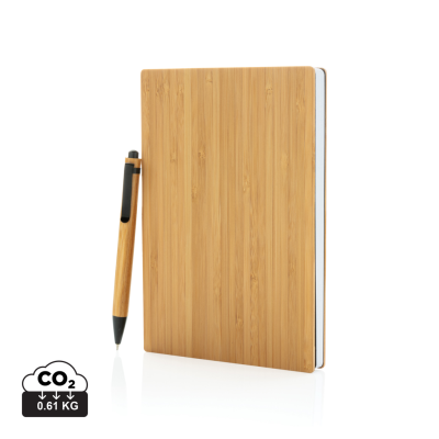A5 BAMBOO NOTE BOOK & PEN SET in Brown