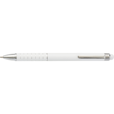 ALUMINIUM METAL BALL PEN with Stylus in White