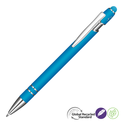 ASTRA-I SOFT FEEL GRS RECYCLED METAL BALL PEN - CYAN
