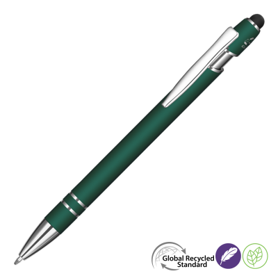 ASTRA-I SOFT FEEL GRS RECYCLED METAL BALL PEN - DARK GREEN