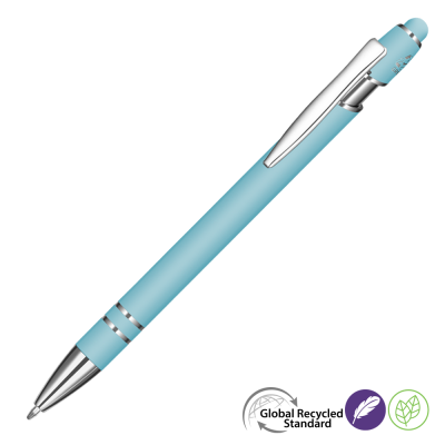 ASTRA-I SOFT FEEL GRS RECYCLED METAL BALL PEN - LIGHT BLUE
