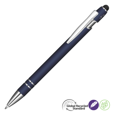 ASTRA-I SOFT FEEL GRS RECYCLED METAL BALL PEN - NAVY BLUE