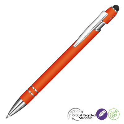 ASTRA-I SOFT FEEL GRS RECYCLED METAL BALL PEN - ORANGE