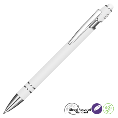 ASTRA-I SOFT FEEL GRS RECYCLED METAL BALL PEN - WHITE