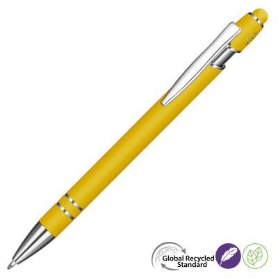 ASTRA-I SOFT FEEL GRS RECYCLED METAL BALL PEN - YELLOW