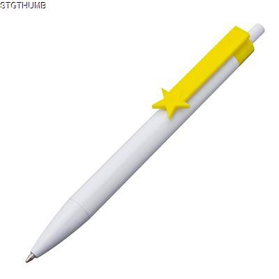 BALL PEN with Heart Clip in Yellow