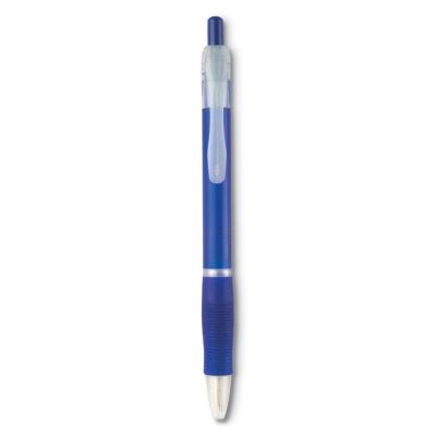 BALL PEN with Rubber Grip in Transparent Blue