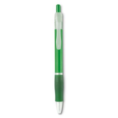 BALL PEN with Rubber Grip in Transparent Green