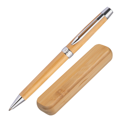 BAMBOO PEN with Twist in Bamboo Case in Beige 