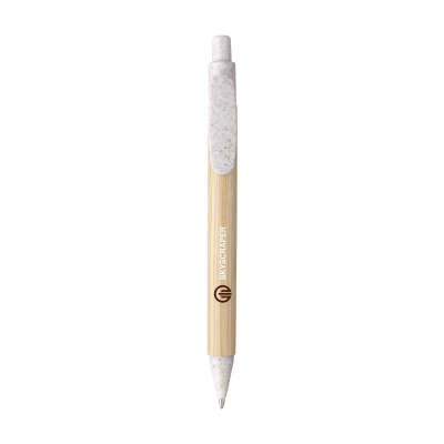 BAMBOO WHEAT PEN WHEAT STRAW BALL PEN in White