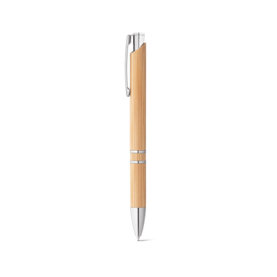 BETA BAMBOO BAMBOO BALL PEN with Clip & Metal Trim in Natural