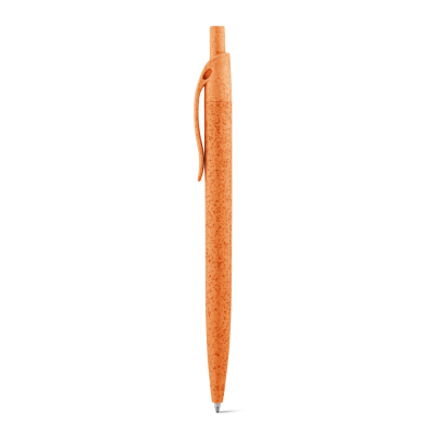 CAMILA WHEAT STRAW FIBRE AND ABS BALL PEN with Clip in Orange