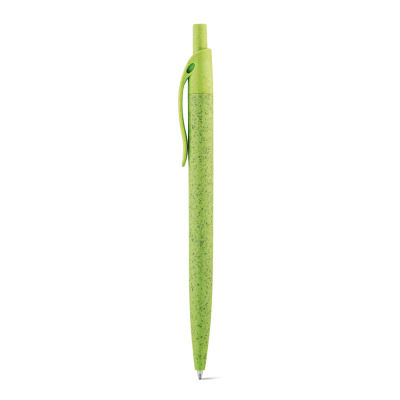 CAMILA WHEAT STRAW FIBRE AND ABS BALL PEN with Clip in Pale Green