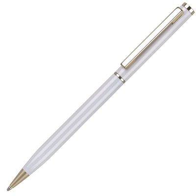 CHEVIOT ORO METAL BALL PEN - GLOSS WHITE - GOLD