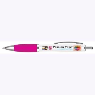 CONTOUR DIGITAL BALL PEN in White with Pink Grip