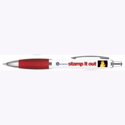 CONTOUR DIGITAL BALL PEN in White with Red Grip