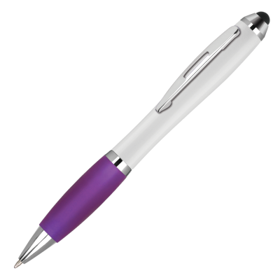 CONTOUR-I EXTRA BALL PEN with Stylus - White - Purple - PROMOTIONAL CORPORATE GIFT