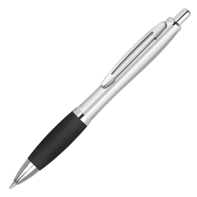 CONTOUR METAL BALL PEN - SILVER - BLACK