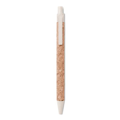 CORK &  WHEAT STRAW & ABS BALL PEN in Brown
