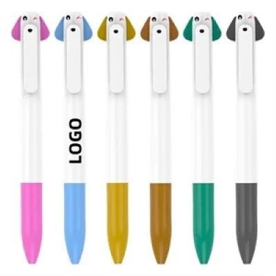 CUTE PUPPY TWO-COLOR BLACK AND RED PLASTIC STRETCHABLE BALL PEN - PROMOTIONAL CORPORATE GIFT