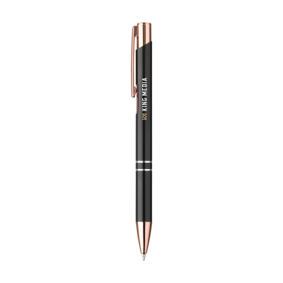 EBONY RCS RECYCLED ALUMINIUM METAL ROSE GOLD PEN in Black