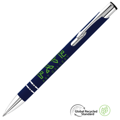 ELECTRA GRS RECYCLED SOFT FEEL METAL BALL PEN - DARK BLUE