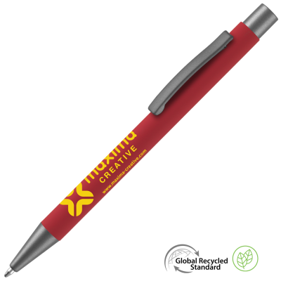 ERGO SOFT FEEL GRS RECYCLED BALL PEN - RED