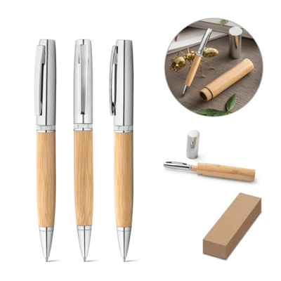 FUJI BAMBOO AND METAL BALL PEN with Case