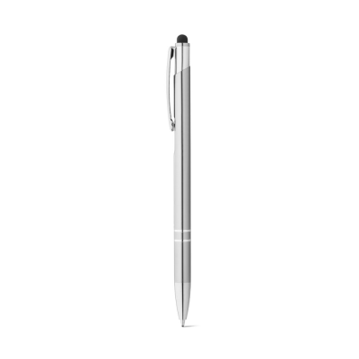 GALBA ALUMINIUM METAL BALL PEN with Touch Tip & Clip in Satin Silver - PROMOTIONAL CORPORATE GIFT