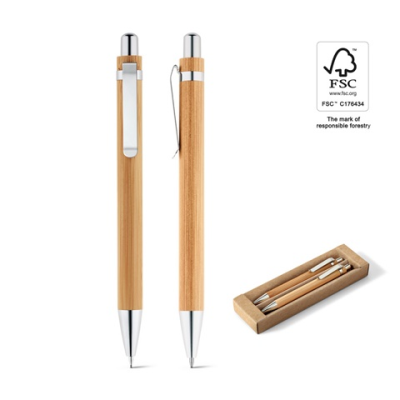 GREENY BALL PEN AND MECHANICAL PENCIL SET in Bamboo